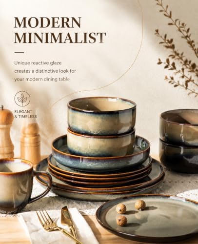 TheTerra Ceramic Dinnerware Set for 4, 16-Piece Plates and Bowls Set - Image 6