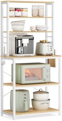VASAGLE Coffee Bar, 23.6 Inches 6-Tier Baker's Rack with 6 Hooks by VASAGLEbySONGMICSHOME