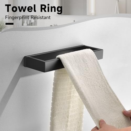 Black Towel Bar Set, 5-Pieces Bathroom Hardware Set,23.6 Inch Towel Rack Set Stainless Steel Towel Holder Set Wall-Mounted Bathroom Accessories - Image 3