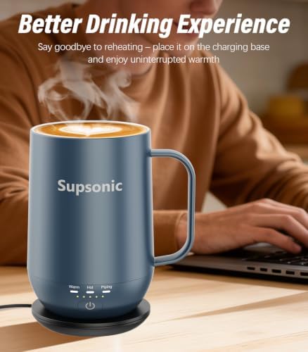 Supsonic - 16oz Self Heating Coffee Mug, Smart Heated Coffee Mug Faster Direct-Contact Heating Up to 149°F, Coffee Mug Warmer Set with Auto Shut-Off - Gifts for Men Women | S2 - Image 4