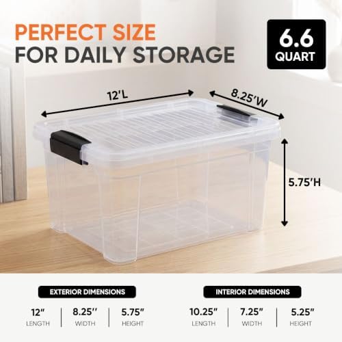 Superio 6.6 Quart Clear Plastic Storage Boxes with Lids, Stackable Organizer Containers, BPA-Free Storage Bins for Home, Office, School & Dorm, 5 Pack - Image 3