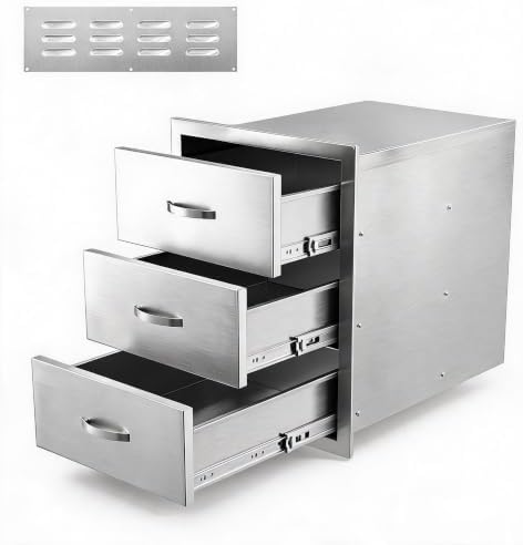 Garvee Outdoor Kitchen Drawers 14"Wx23"Dx21"H, Flush Mount Access BBQ Drawers with full Stainless Steel,Weatherproof & Rust-Resistant,for Outdoor Kitchen Island, Patio Grilling Tools & Spices by Garvee
