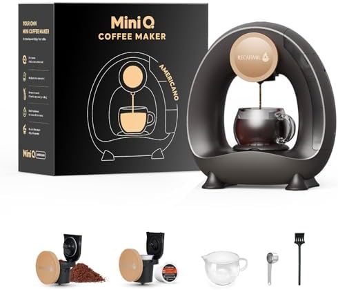 Single Serve Coffee Maker For K Cup Pod and Coffee Grounds /Tea, Fast Brew in 2 minutes, 2 IN 1 One Button Coffee Machine 4-8 Oz Brew Sizes, Stylish＆Compact For Home, Office, RV and Dorm, Black by RECAFIMIL