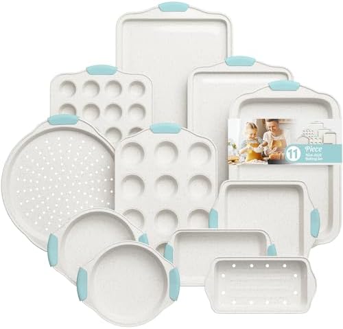 11-Piece Non-Toxic Bakeware Set – Nonstick, Stackable & Oven Safe Pans set by SlowSLog