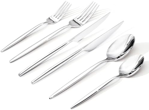 48 Piece Silverware Set for 8 with Steak Knives, 18/10 Stainless Steel by KINGSTONE