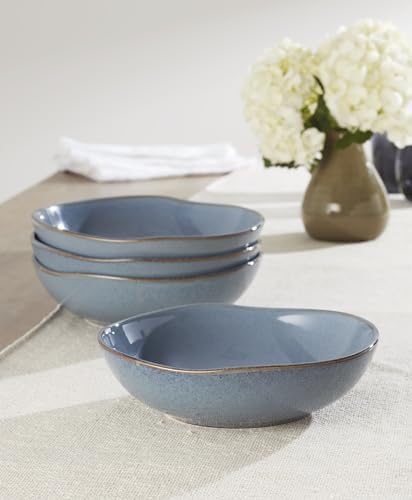 Oneida Organic Shades Blue Stoneware Pasta Bowl Set for 4, 34.5oz - Image 4