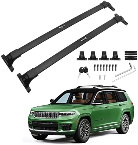 300LBS Roof Rack Crossbars for 2021-2026 Jeep Grand Cherokee L 3-Row & 2022-2026 Grand Cherokee WL 2-Row Accessories, Aluminum Crossbar Roof Rails for Grand Cherokee L by Powerty