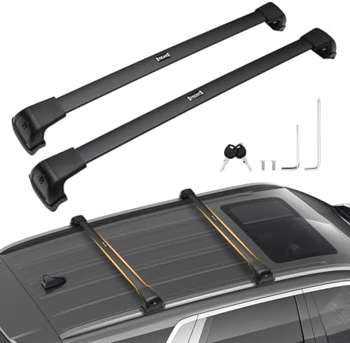 Powerty Roof Rack Cross Bars for 2019-2023 Hyundai Santa Fe & Santa Fe Hybrid Accessories with Flush Side Rails, 268 LBS Heavy Duty Anti-Theft Lockable Roof Rails Crossbars Luggage Racks by Powerty
