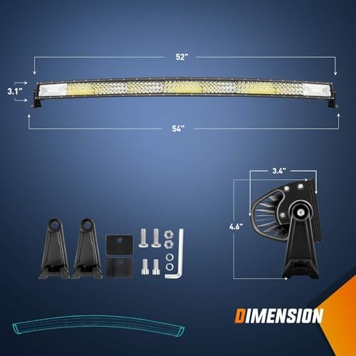 Nilight ZH408 52Inch 783W Curved Triple Row Flood Spot Combo Beam Led Bar 78000LM Driving Lights with 12AWG Heavy Duty 12V 5Pin Rocker Switch Wiring Harness Kit-1 Lead,waterproof - Image 2