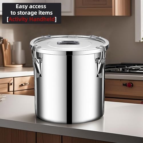 stainless steel food storage containers with lids lock clips airtight container large airtight for rice flour sugar grain coffee bean storage containers Kitchen jar (1.59gal/6L) - Image 3