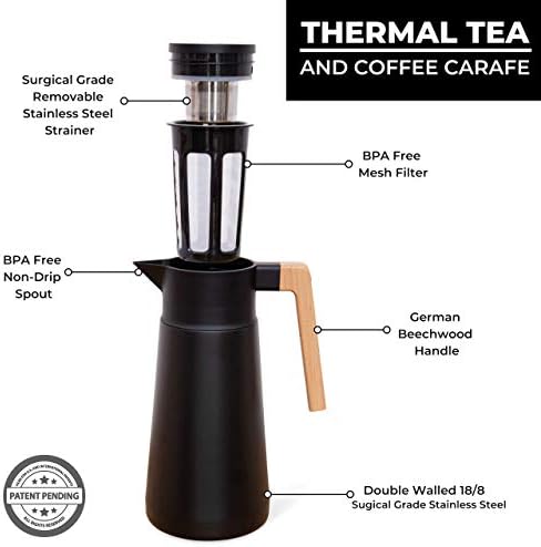 Thermal Coffee Carafe, Brews Up to 68 Oz - Stainless Steel, Tea Infuser - Image 6
