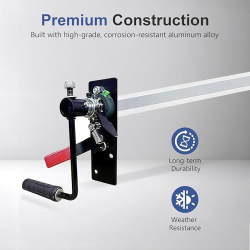 HUAALIUCHE 81" to 113" Adjustable Hand Crank Tarp Roller Kit, Aluminum Alloy Manual Tarp System for Dump Trucks & Trailers, Non-Slip Waterproof Rubber-Wrapped Handle-1Kit（No Tarp Included - Image 3