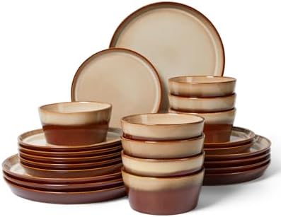 Pokini Ceramic Plates and Bowls Sets for 8, 24pcs Dinnerware Sets, Dish Set by Pokini