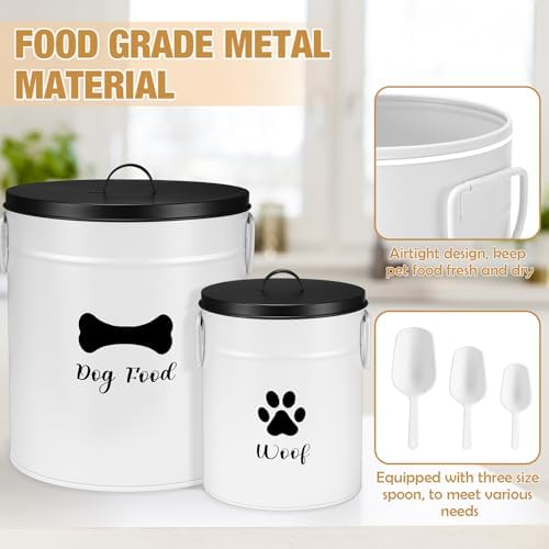 DoubleFill Extra Large 23+10 lb Metal Dog Food Storage Containers, White - Image 3