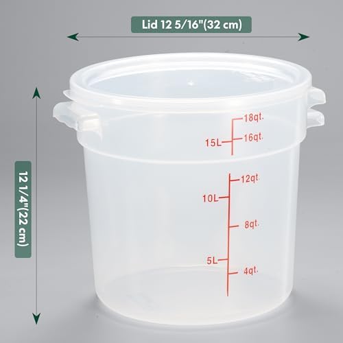 CURTA 18 Quart Translucent Round Food Storage Container with Lid, Pack of 4 – NSF Listed, BPA-Free, Commercial-Grade Polypropylene, Freezer & Dishwasher Safe, Non-Stick, Easy-Read Graduations - Image 2