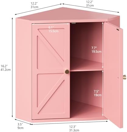 Trironsun Corner Bread Box for Kitchen Counter Double Layer Bamboo Bread Storage Container Large Capacity Bread Storage Bin Farmhouse Breadbox Organizer (Pink) - Image 5