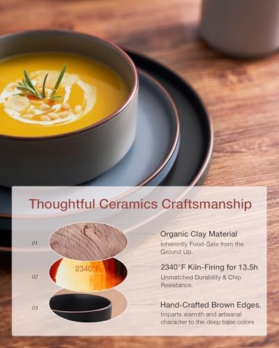 Famiware Nebula Ridge 24-Piece Stoneware Dinnerware Set, Multi-color - Image 5