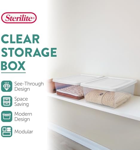 Sterilite Storage Box Stackable Tote, White, 12 Quart, 48 Pack - Image 2