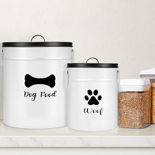 DoubleFill Extra Large 23+10 lb Metal Dog Food Storage Containers, White - Image 5