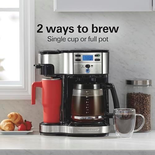 Hamilton Beach 2-Way Brewer Coffee Maker, Single-Serve and 12-Cup Pot, Black/Stainless Steel(49980A), Carafe - Image 2