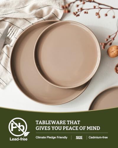 Famiware Milkyway 16-Piece Dinnerware Set with Pasta Bowls, Cinnamon Brown - Image 6