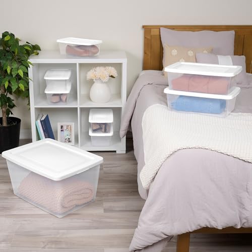 Sterilite 8-Pack Storage Box, Clear Plastic Storage Container Bins with Lids, 58 Quart - Heavy-Duty Organizing Containers for Closet, Bathroom, and Office - Image 4
