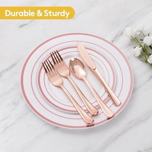 Goodluck 600 Pieces Rose Gold Disposable Plates for 100 Guests - Image 5