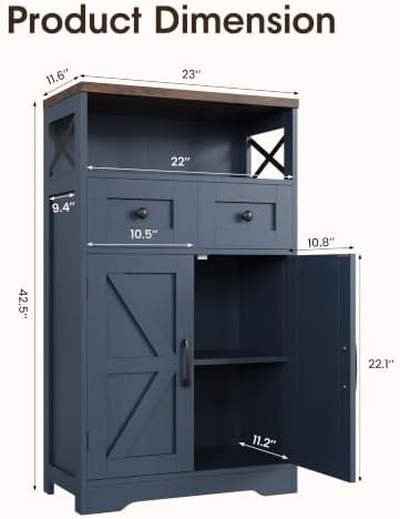 Farmhouse Storage Cabinet Set of 2, Small Kitchen Pantry Coffee Bar Cabinet - Image 3
