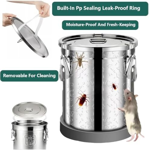 4.2 Gallon SUS304 Food Grade Stainless Steel Airtight Storage Bucket, Sealed Metal Canister with Lock Clasp Lid Moisture Proof Leakproof Large Container for Rice Flour Pet Dry Food Oil Can 16L - Image 4