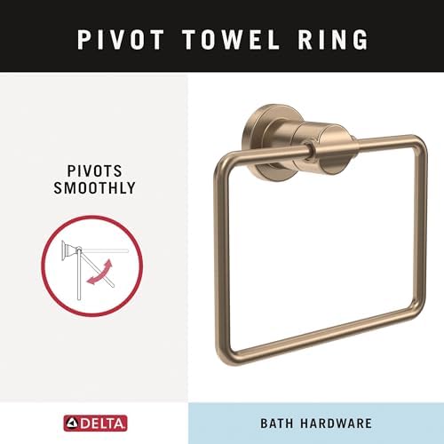 Delta 4-Piece Champagne Bronze Bathroom Set Towel Rack, Ring, Toilet Paper Holder, Hook | Nicoli Bath Accessories - Image 6
