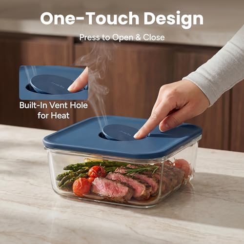 SMIRLY Glass Food Storage Containers with Lids & Organizer, 5-Pack (Blue) - Image 4