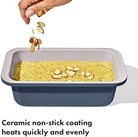 OXO Good Grips Non-Stick Pro Ceramic Coated Metal Bakeware 1Lb Loaf Pan – Storm Blue, Loaf Pan (Pack of 6) - Image 4