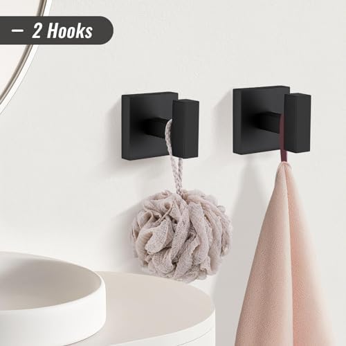 YACVCL Black Towel Bar Set 5-Piece Bathroom Hardware Accessories Set,SUS304 Stainless Steel Towel Rack Set,23.6 Inch Towel Bar,Toilet Paper Holder,Towel Ring and Towel Hooks,Wall Mounted - Image 4