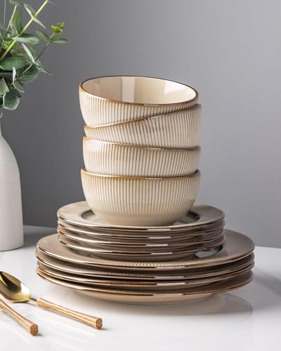 GBHOME Ceramic Dinnerware Sets of 6,18 pcs Plates and Bowls Sets Dishes - Image 2