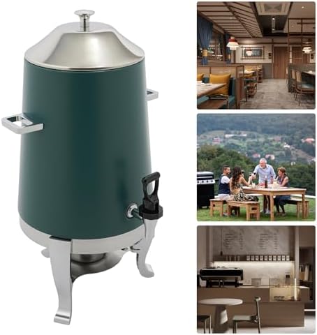 3.43Gallon Stainless Steel Hot Beverage Dispenser,Coffee Chafer Urn with Spigot&Fuel Holder,Cold&Hot Drinks Dispenser for Milk Coffee Tea Juice - Parties Catering Buffet Event (Green) - Image 7