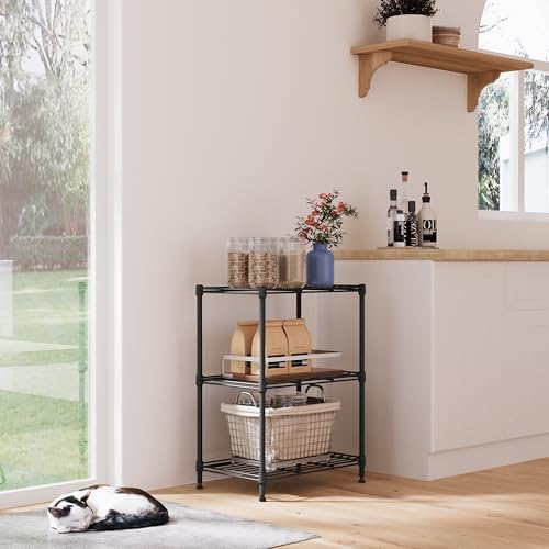 IZEUK 3 Tier Shelf, Heavy Duty Steel Wire Shelving Unit for Home, Kitchen, Laundry Room Organization, Office Storage Rack (17.7" W x 11.8" D x 26.3" H, 450LBS, Grey) - Image 5