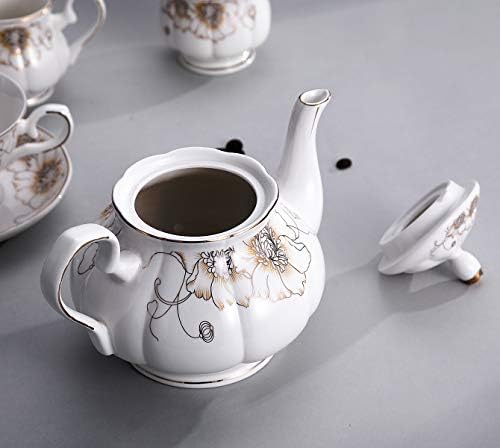 CHENP.HMC Tea Set 22-Piece Porcelain Ceramic Coffee(Chrysanthemum) - Image 6