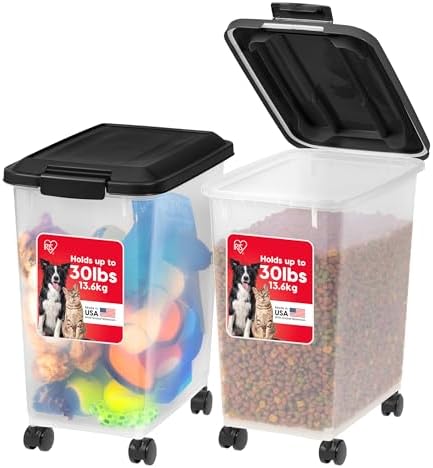 IRIS USA Dog Food Storage Container, 2-Pack, Up to 30 lbs, Black by IRISUSA