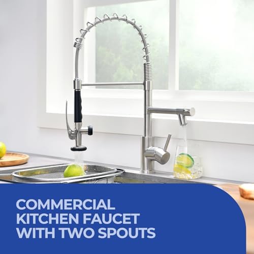 WEWE Pull-Down Kitchen Faucet, Pot Filler, Brushed Nickel, Bar Sinks - Image 2