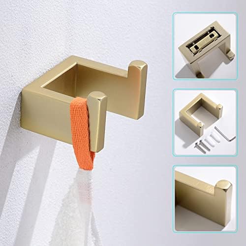 Gold Towel Bar Set 4 Pieces Bathroom Hardware Set Wall Mounted Stainless Steel,Towel Bar+Towel Holder+Towel Hook+Toilet Paper Holder,23.6 inch - Image 5