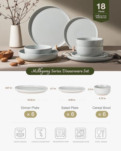 Famiware Milkyway 18-Piece Stoneware Dinnerware Set, Light Gray - Image 2