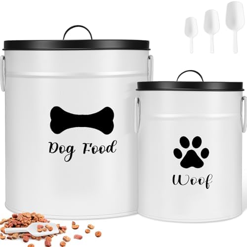 DoubleFill Extra Large 23+10 lb Metal Dog Food Storage Containers, White by DoubleFill