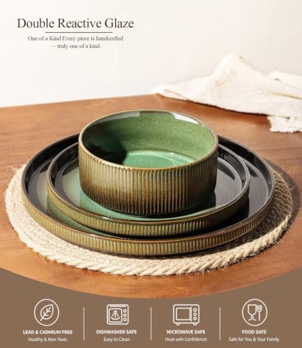 GBHOME Stoneware Dinnerware Sets for 4, 12-Piece Plates and Bowls Set - Image 2