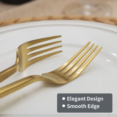 Alata Cube Gold 20-Piece Forged Stainless Steel Matte Flatware Set for 4 - Image 6