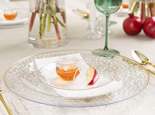 PLASTICPRO 32 Piece Combo Plate Set includes 16-7'' inch Plates & 16-10'' inch Plates Clear Hammered Plastic Party Dish heavyweight Elegant, Disposable, Tableware, Dishes, - Image 6
