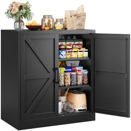 Letaya 36" Metal Storage Cabinet,BlackSmall Kitchen Pantry,Office Credenza by LetayaMetalCabinets