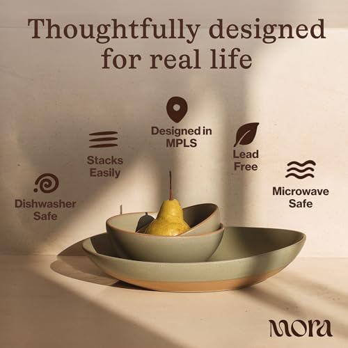 MORA Jumbo and Large Serving Dishes Set of 2, 13 inch and 12 inch Ceramic Pottery Oval Platters - Microwave, Oven and Dishwasher Safe - Oat - Image 4