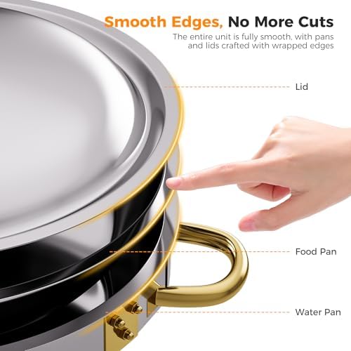 CAMMOO Gold 6QT Chafing Dishes, 4 Pack 18/8 Stainless Steel - Image 6
