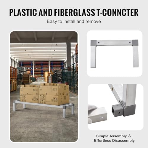 VEVOR Aluminum Dunnage Rack, 48” x 14” Commercial Food Floor Rack, 8” Off the Floor, 1000 lbs Capacity All-Welded Aluminum Storage, for Storage in Restaurants, Kitchens, Garages and Vehicles - Image 4