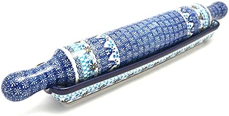 Polish Pottery Rolling Pin with Stand - Blue Yonder by Polish+Pottery+Gallery